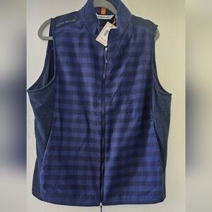 Peter Millar Blue Striped Performance Flannel Golf Vest Crown Sport Fuse size XL